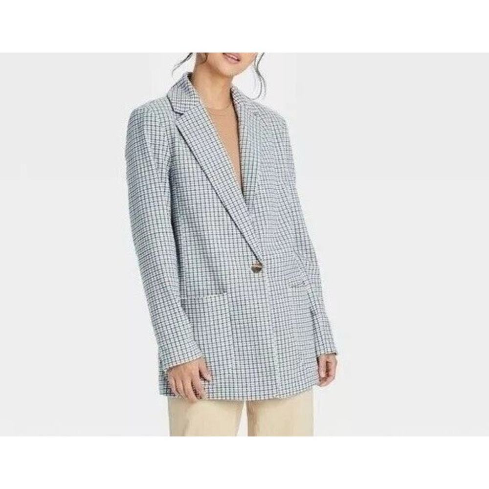 A NEW DAY PLAID BLAZER COAT WOMEN XXL DRESSY CASUAL CURVY PLUS THICK LONG JACKET